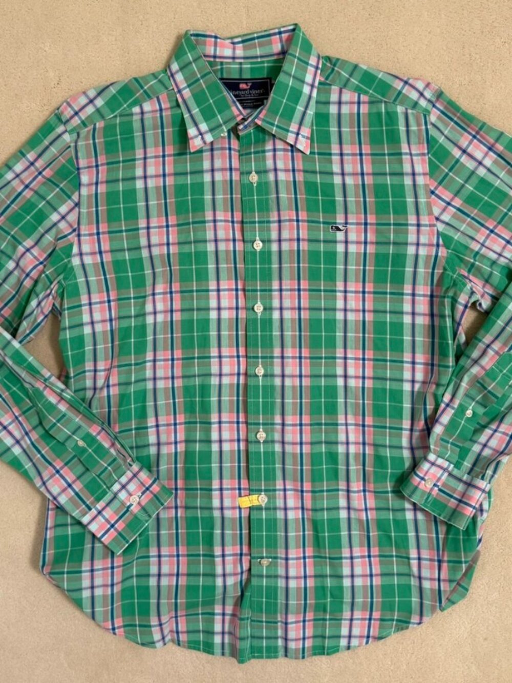 Vineyard Vines L preppy plaid slim fit whale shirt
